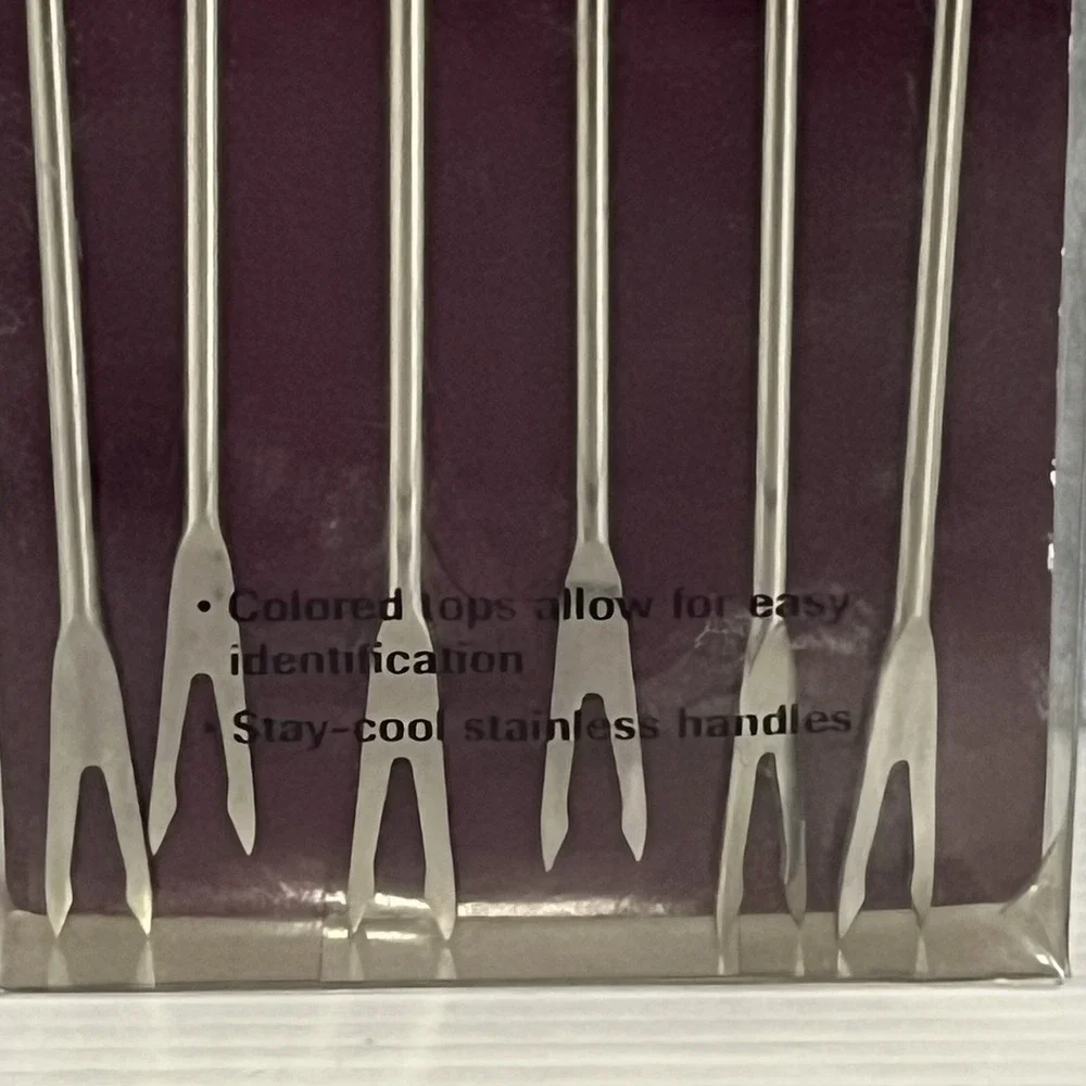 Hoffritz Jewel Tone Fondue Forks Set of 6 Stainless Steel 9